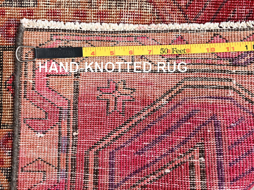 2'11" x 8'10" Vintage Hand Knotted Red Wool Runner Oriental Rug - MOA1021755