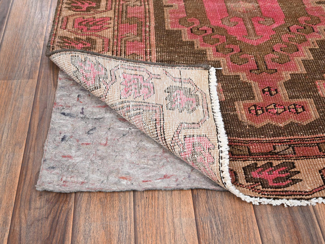 3'1" x 10'0" Vintage Hand Knotted Brown Wool Runner Oriental Rug - MOA1021758