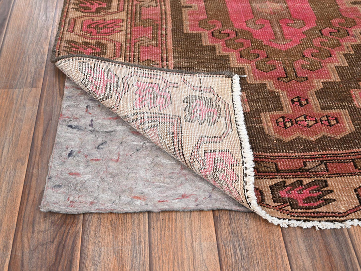 3'1" x 10'0" Vintage Hand Knotted Brown Wool Runner Oriental Rug - MOA1021758