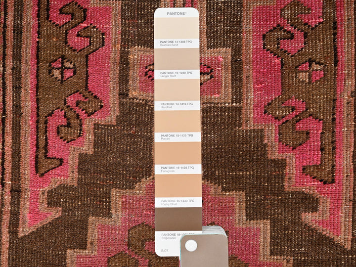 3'1" x 10'0" Vintage Hand Knotted Brown Wool Runner Oriental Rug - MOA1021758