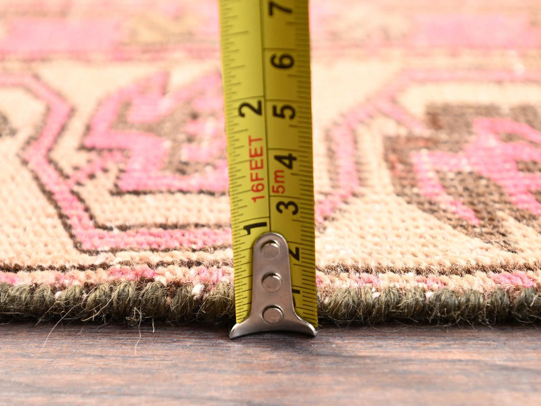 3'1" x 10'0" Vintage Hand Knotted Brown Wool Runner Oriental Rug - MOA1021758