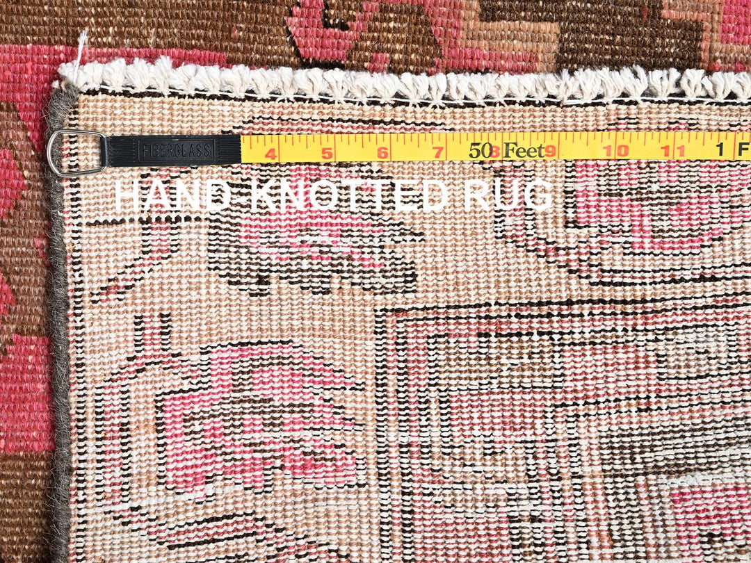 3'1" x 10'0" Vintage Hand Knotted Brown Wool Runner Oriental Rug - MOA1021758