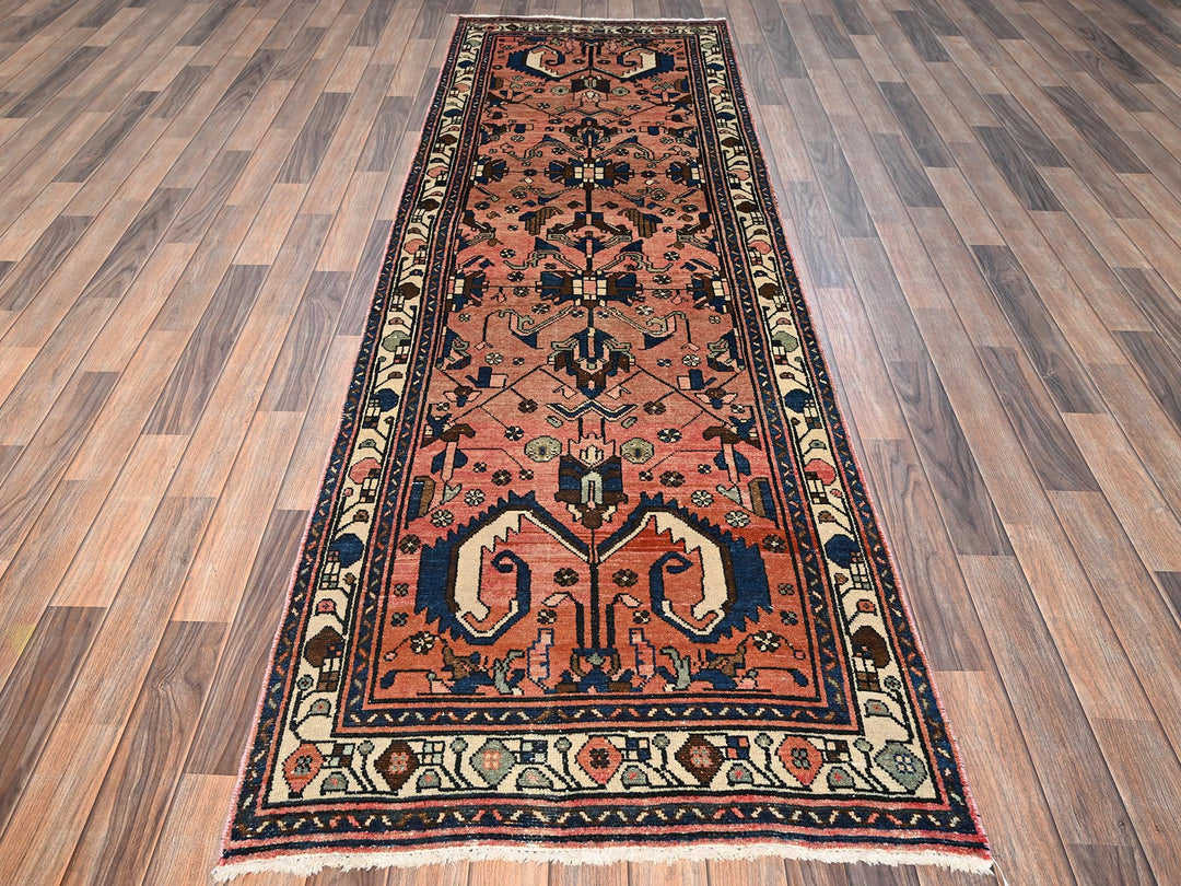 3'1" x 9'9" Vintage Hand Knotted Pink Wool Runner Oriental Rug - MOA1021761