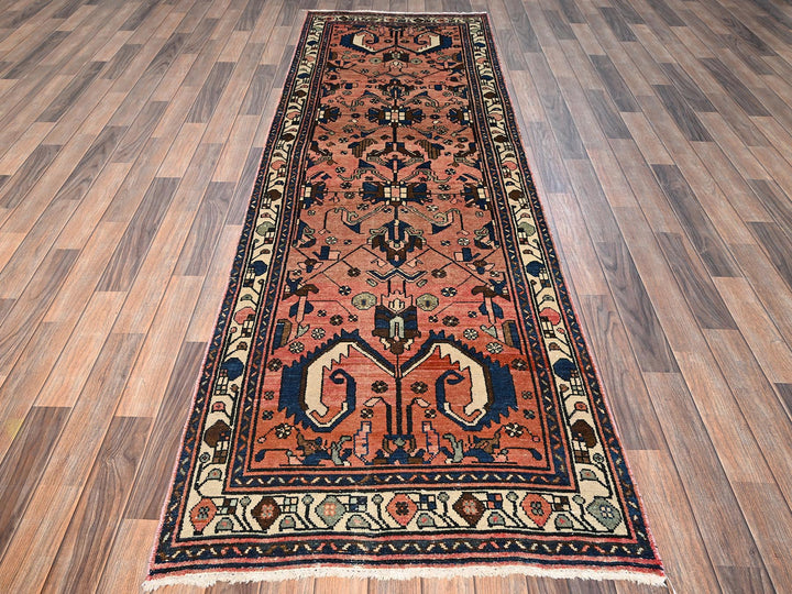 3'1" x 9'9" Vintage Hand Knotted Pink Wool Runner Oriental Rug - MOA1021761