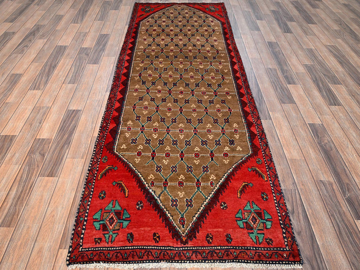 3'0" x 8'2" Vintage Hand Knotted Brown Wool Runner Oriental Rug - MOA1021762