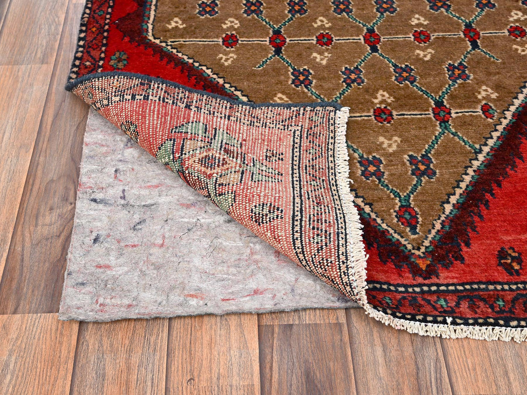 3'0" x 8'2" Vintage Hand Knotted Brown Wool Runner Oriental Rug - MOA1021762