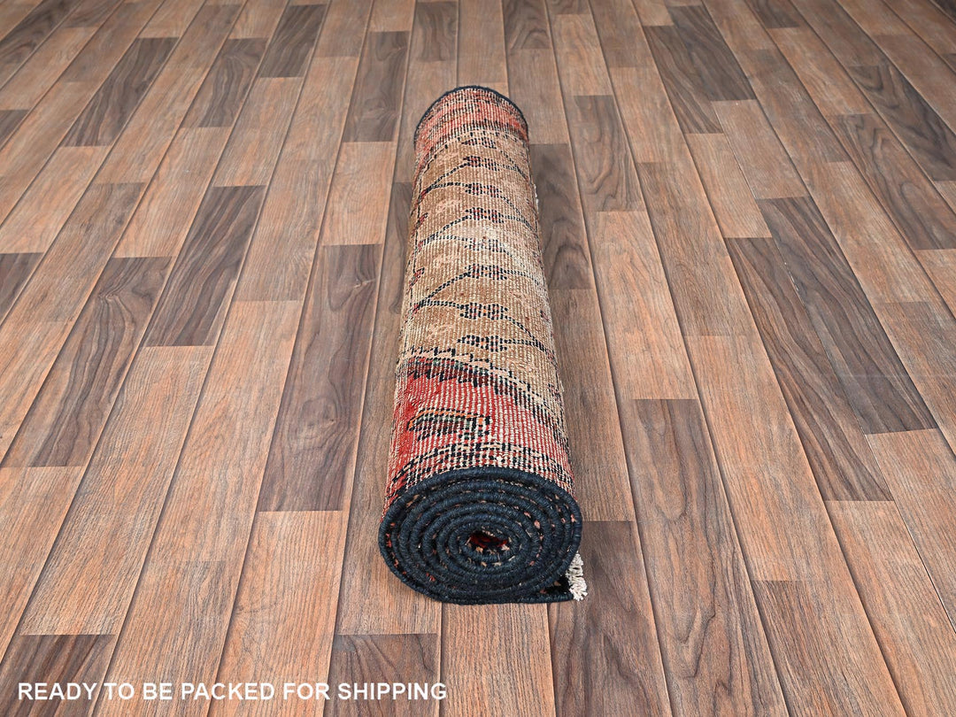 3'0" x 8'2" Vintage Hand Knotted Brown Wool Runner Oriental Rug - MOA1021762