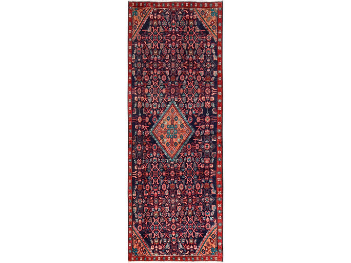 2'10" x 8'6" Vintage Hand Knotted Blue Wool Runner Oriental Rug - MOA1021763