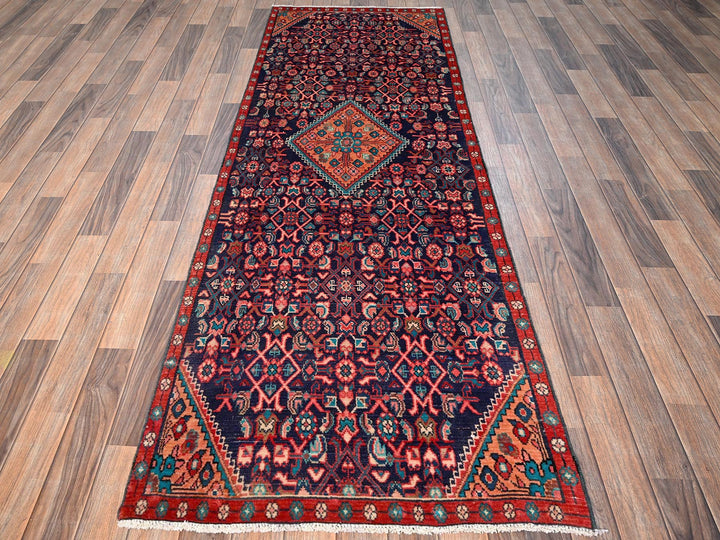 2'10" x 8'6" Vintage Hand Knotted Blue Wool Runner Oriental Rug - MOA1021763