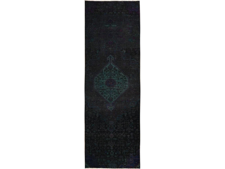 2'10" x 8'11" Vintage Hand Knotted Overdyed Wool Runner Oriental Rug - MOA1021764