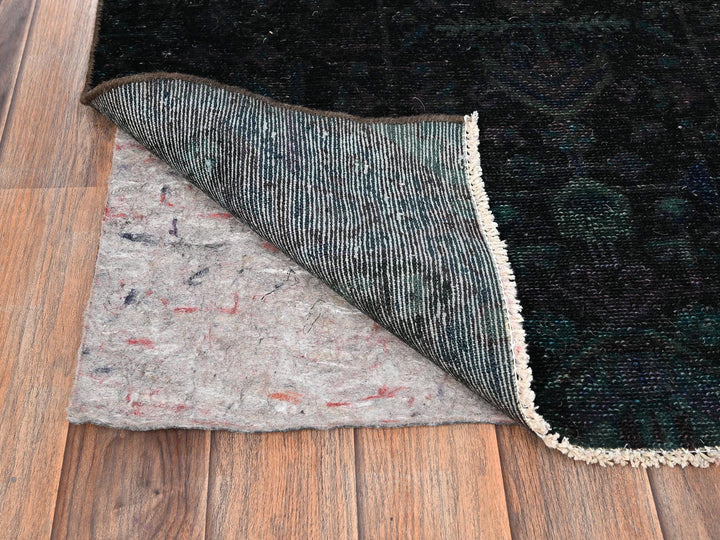 2'10" x 8'11" Vintage Hand Knotted Overdyed Wool Runner Oriental Rug - MOA1021764