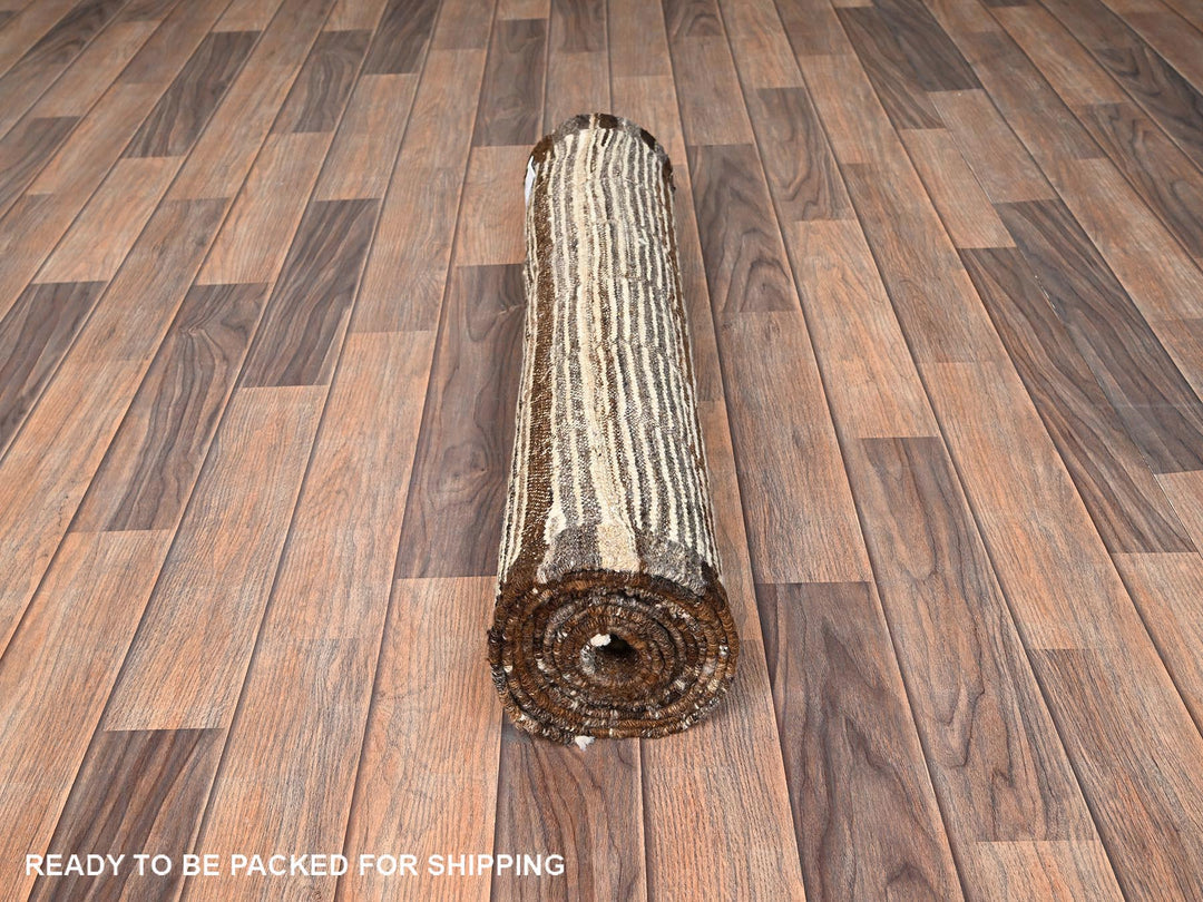 2'9" x 9'5" New Hand Knotted Ivory Wool Runner Oriental Rug - MOA1021765