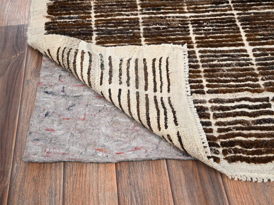 2'9" x 7'9" New Hand Knotted Brown Wool Runner Oriental Rug - MOA1021766