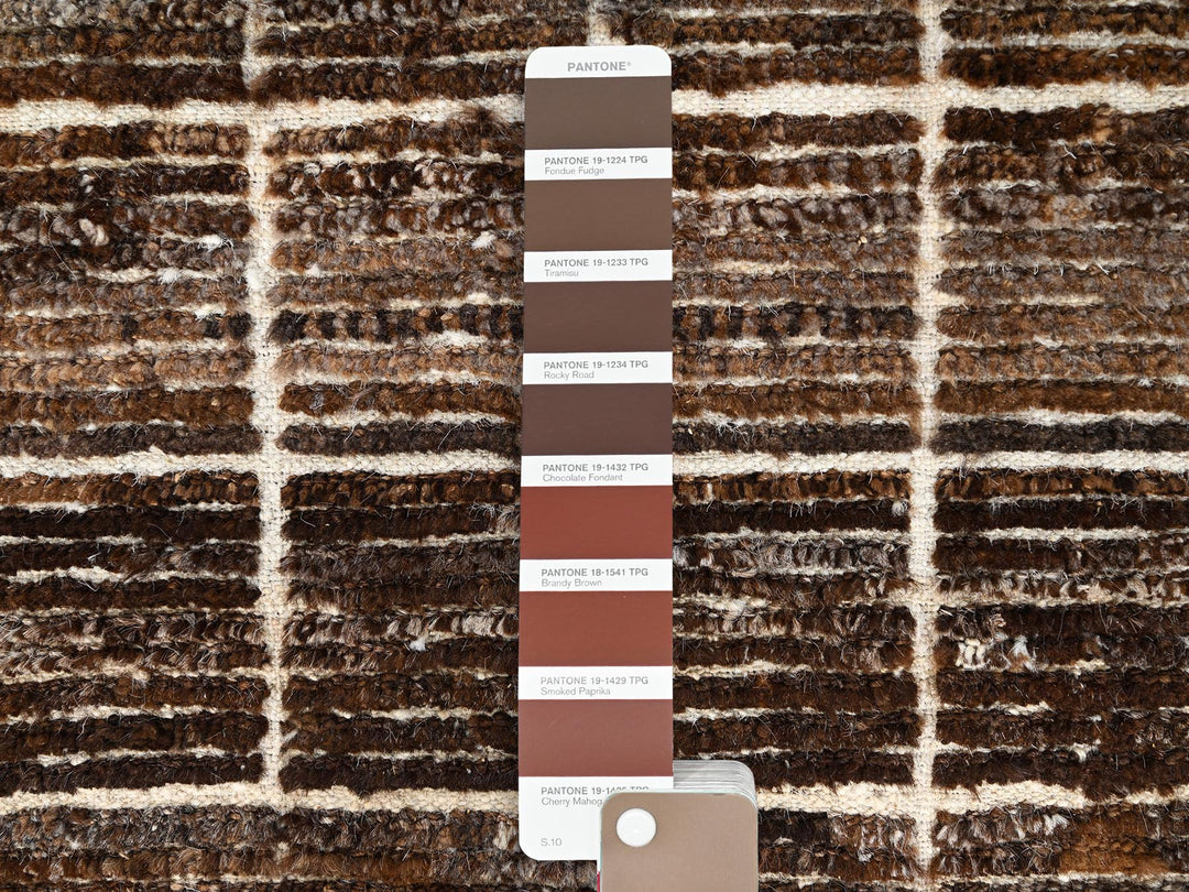 2'9" x 7'9" New Hand Knotted Brown Wool Runner Oriental Rug - MOA1021766