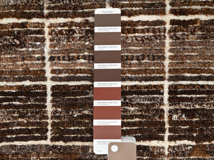 2'9" x 7'9" New Hand Knotted Brown Wool Runner Oriental Rug - MOA1021766