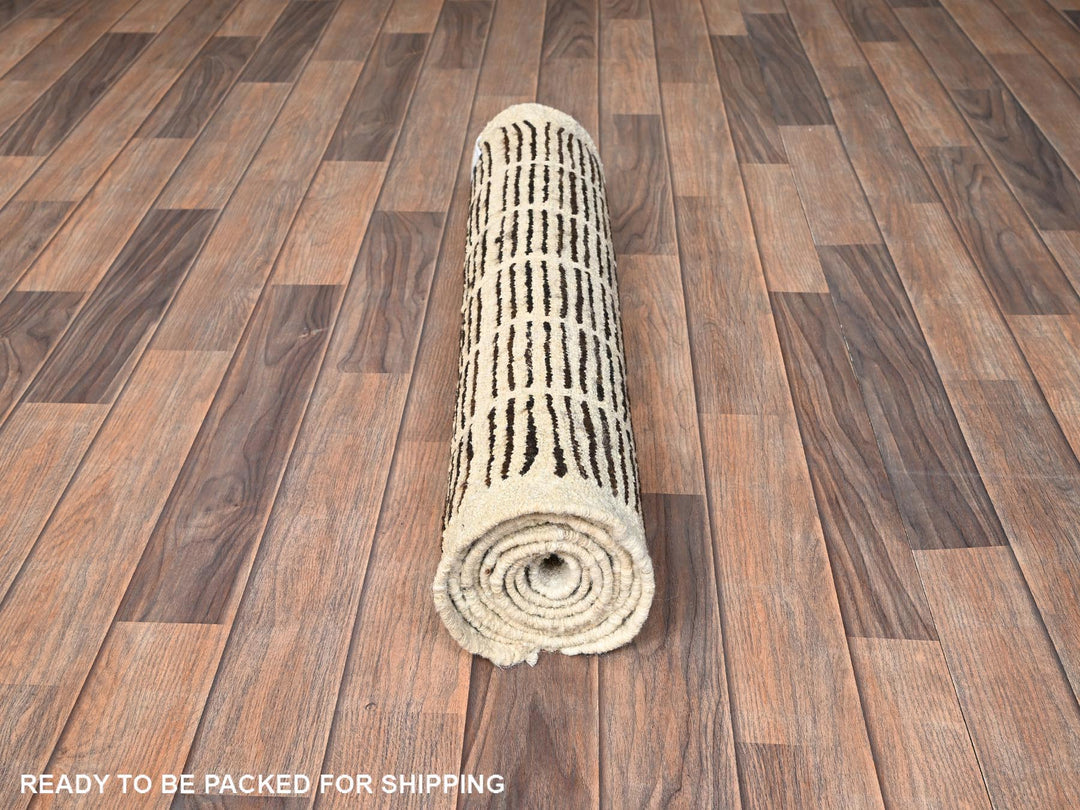 2'9" x 7'9" New Hand Knotted Brown Wool Runner Oriental Rug - MOA1021766