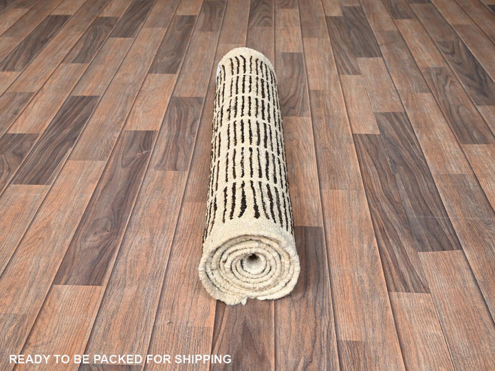 2'9" x 7'9" New Hand Knotted Brown Wool Runner Oriental Rug - MOA1021766