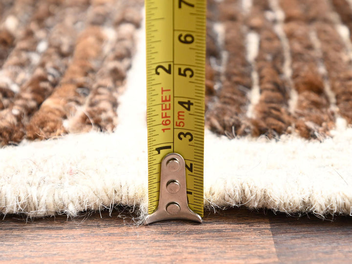 2'9" x 7'9" New Hand Knotted Brown Wool Runner Oriental Rug - MOA1021766