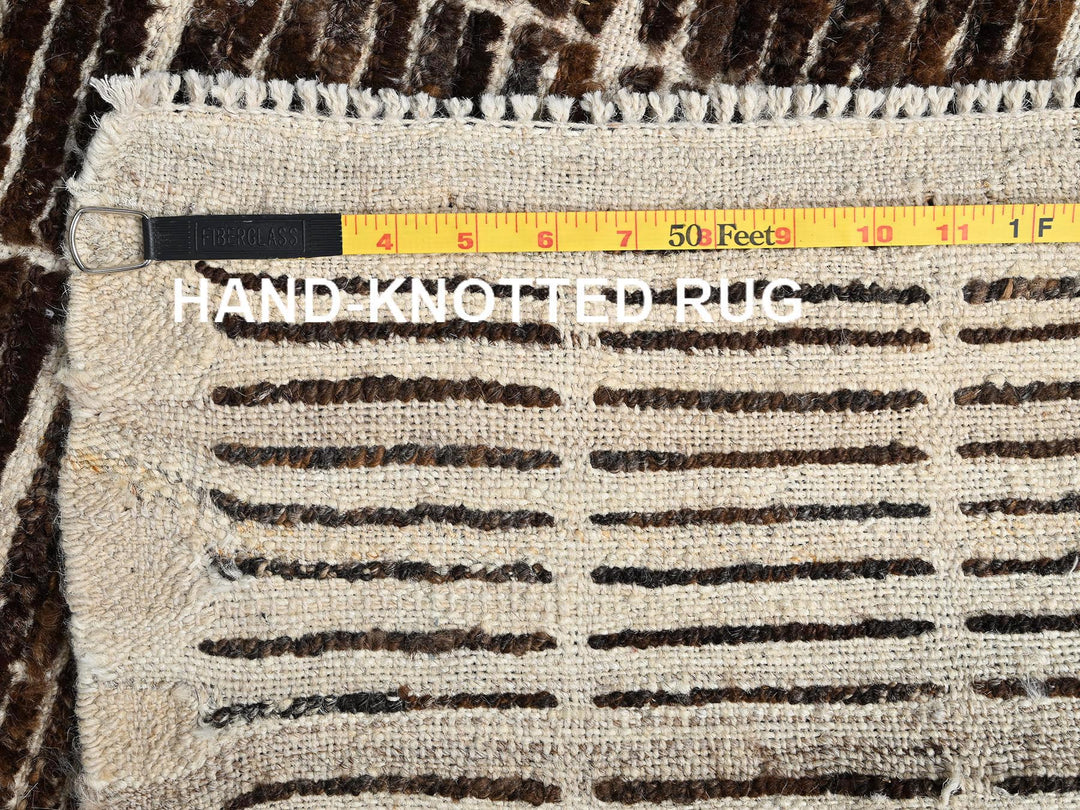 2'9" x 7'9" New Hand Knotted Brown Wool Runner Oriental Rug - MOA1021766