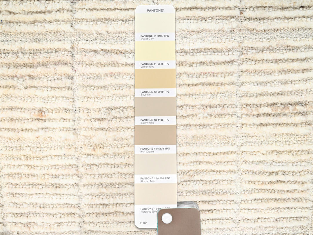 2'8" x 7'6" New Hand Knotted Ivory Wool Runner Oriental Rug - MOA1021767