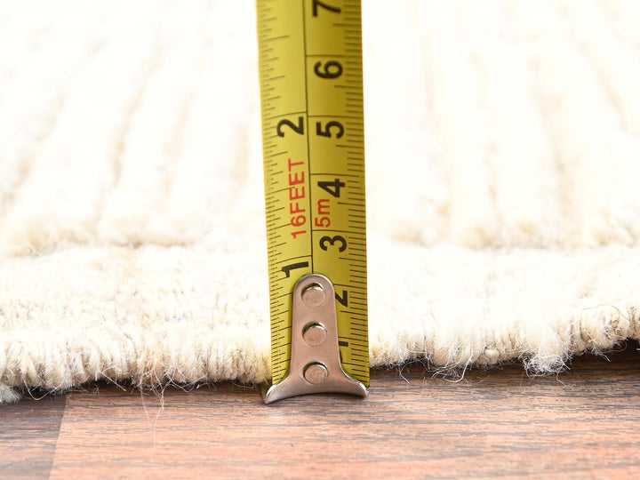 2'8" x 7'6" New Hand Knotted Ivory Wool Runner Oriental Rug - MOA1021767