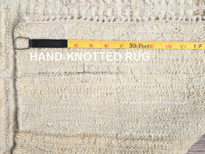 2'8" x 7'6" New Hand Knotted Ivory Wool Runner Oriental Rug - MOA1021767