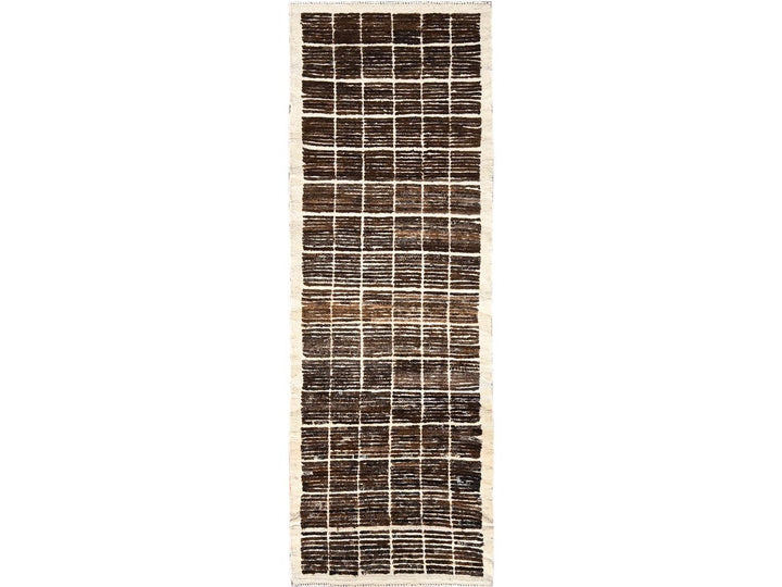 2'8" x 7'8" New Hand Knotted Brown Wool Runner Oriental Rug - MOA1021768