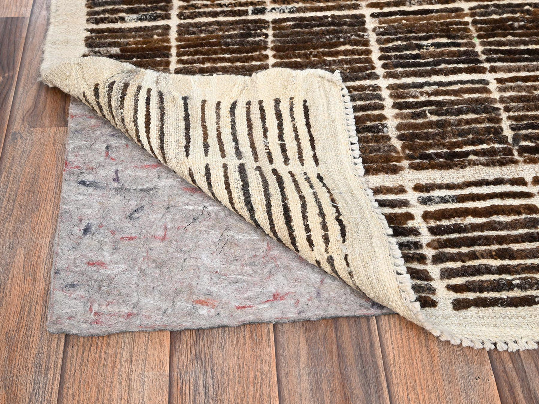 2'8" x 7'8" New Hand Knotted Brown Wool Runner Oriental Rug - MOA1021768