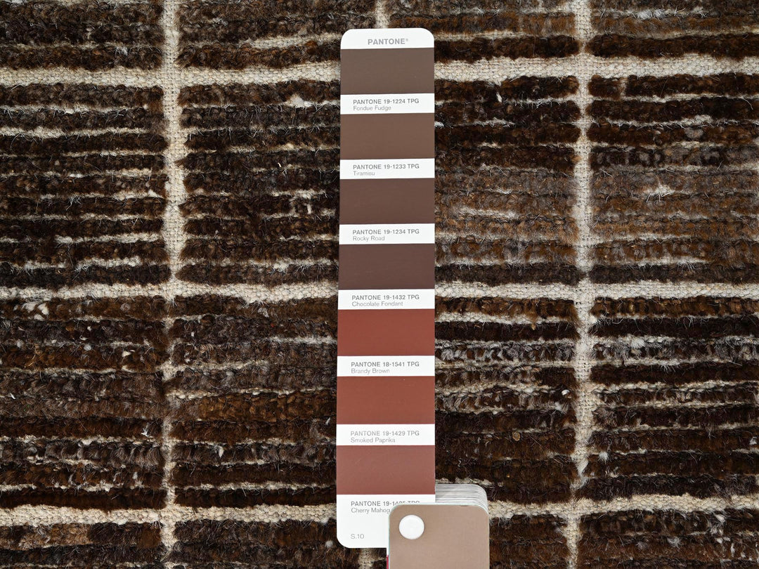 2'8" x 7'8" New Hand Knotted Brown Wool Runner Oriental Rug - MOA1021768