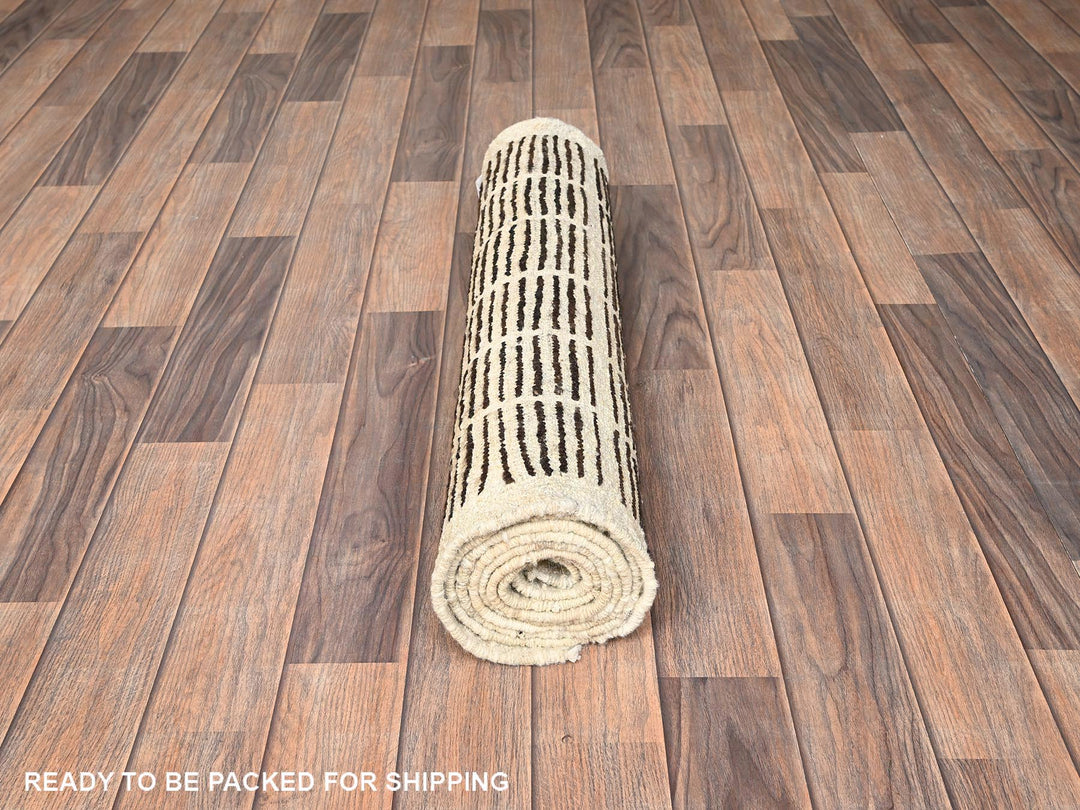 2'8" x 7'8" New Hand Knotted Brown Wool Runner Oriental Rug - MOA1021768