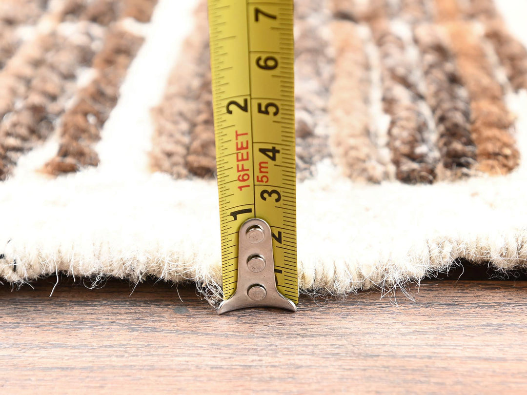 2'8" x 7'8" New Hand Knotted Brown Wool Runner Oriental Rug - MOA1021768