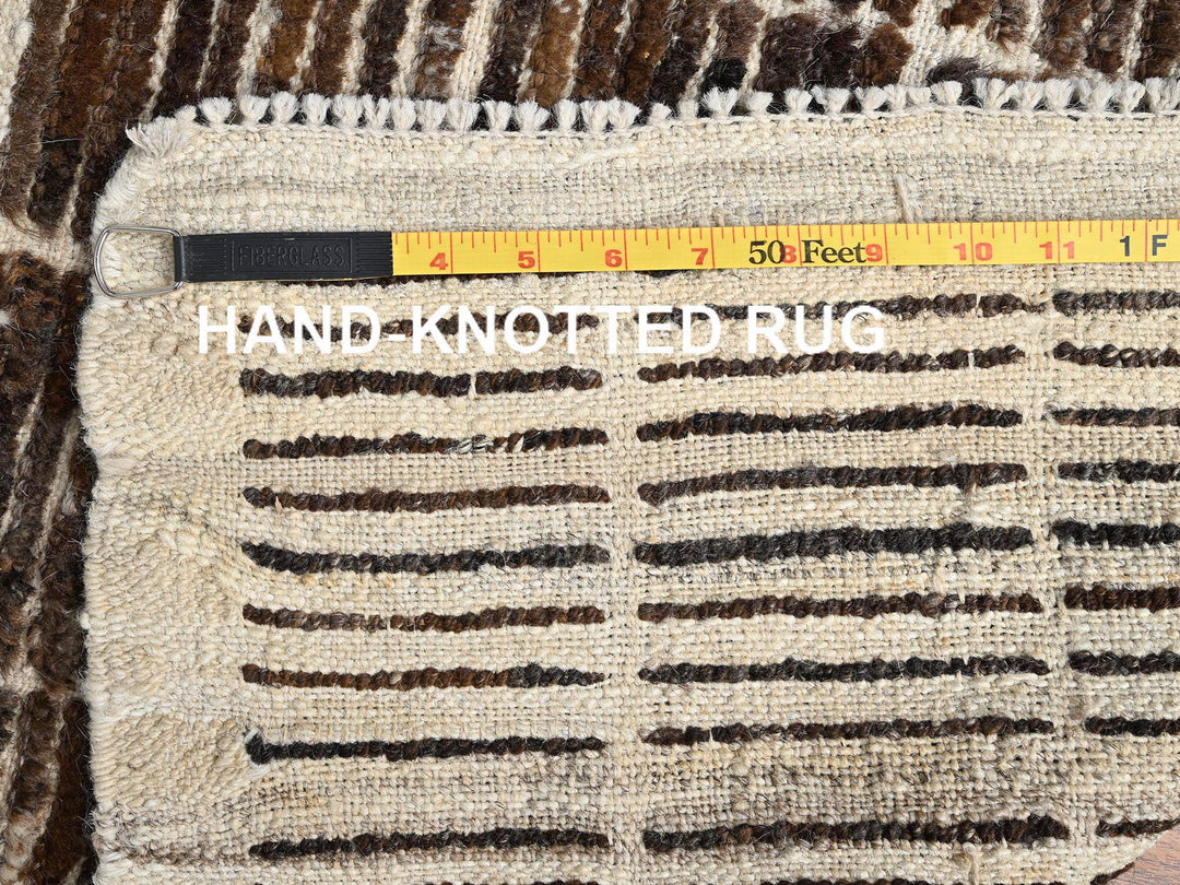 2'8" x 7'8" New Hand Knotted Brown Wool Runner Oriental Rug - MOA1021768