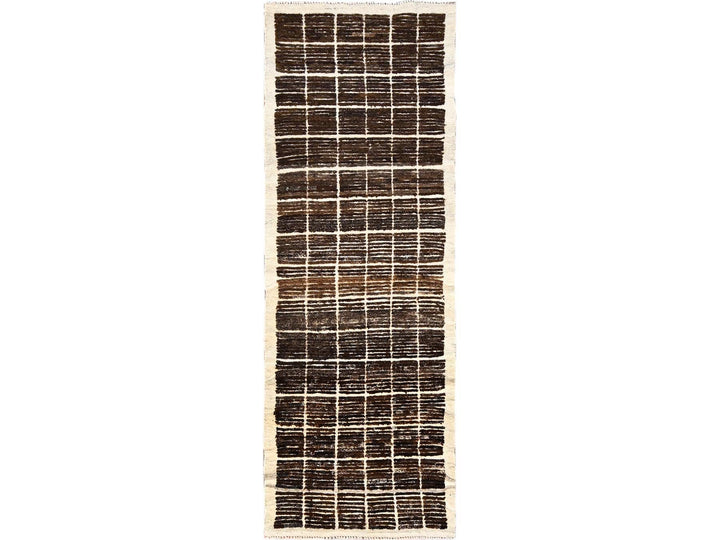 2'7" x 7'9" New Hand Knotted Brown Wool Runner Oriental Rug - MOA1021769