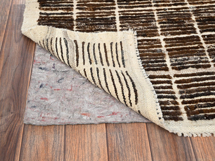 2'7" x 7'9" New Hand Knotted Brown Wool Runner Oriental Rug - MOA1021769