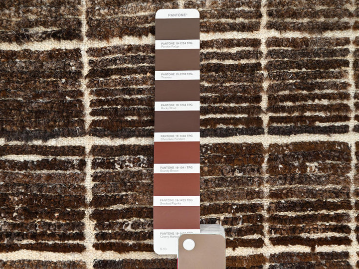 2'7" x 7'9" New Hand Knotted Brown Wool Runner Oriental Rug - MOA1021769