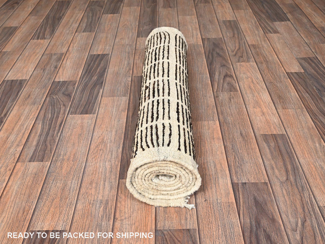 2'7" x 7'9" New Hand Knotted Brown Wool Runner Oriental Rug - MOA1021769