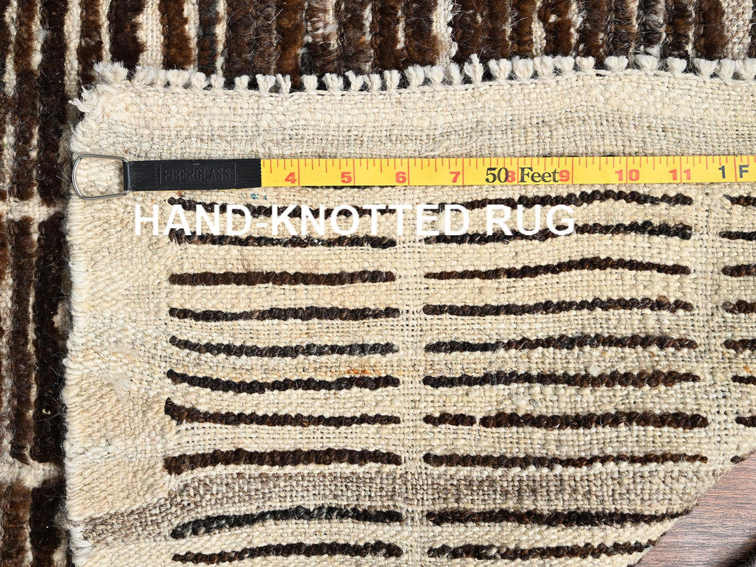 2'7" x 7'9" New Hand Knotted Brown Wool Runner Oriental Rug - MOA1021769