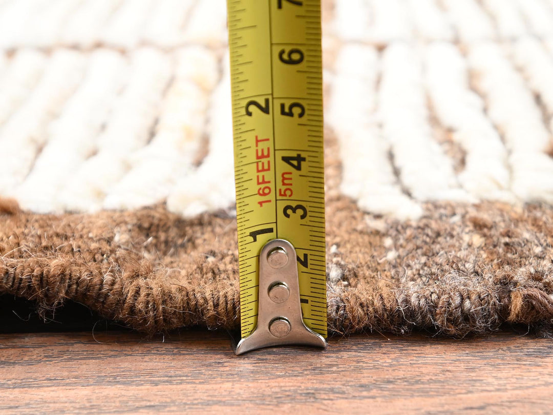 2'8" x 9'6" New Hand Knotted Ivory Wool Runner Oriental Rug - MOA1021770