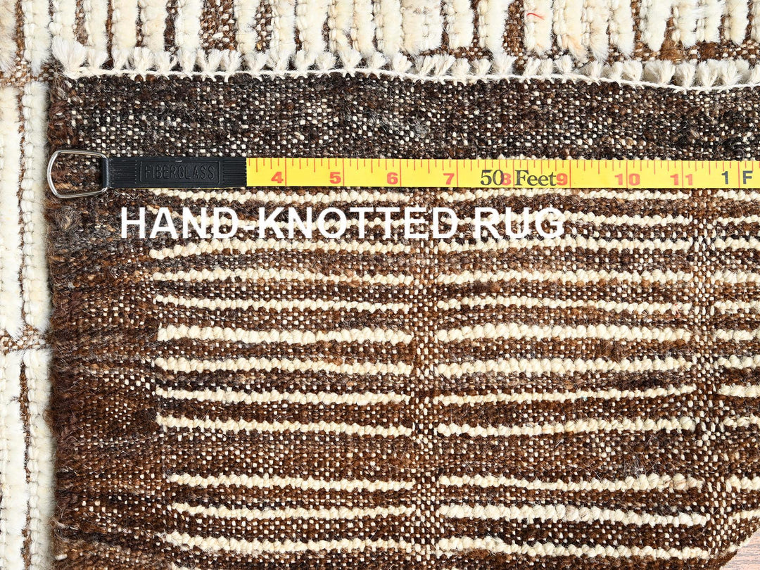 2'8" x 9'6" New Hand Knotted Ivory Wool Runner Oriental Rug - MOA1021770