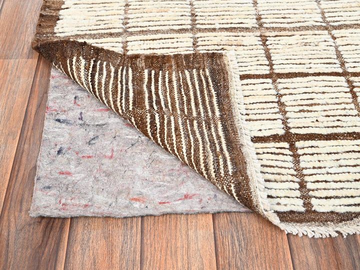 2'8" x 9'5" New Hand Knotted Ivory Wool Runner Oriental Rug - MOA1021771