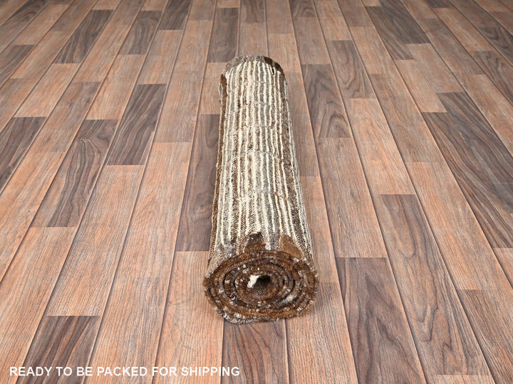 2'8" x 9'5" New Hand Knotted Ivory Wool Runner Oriental Rug - MOA1021771