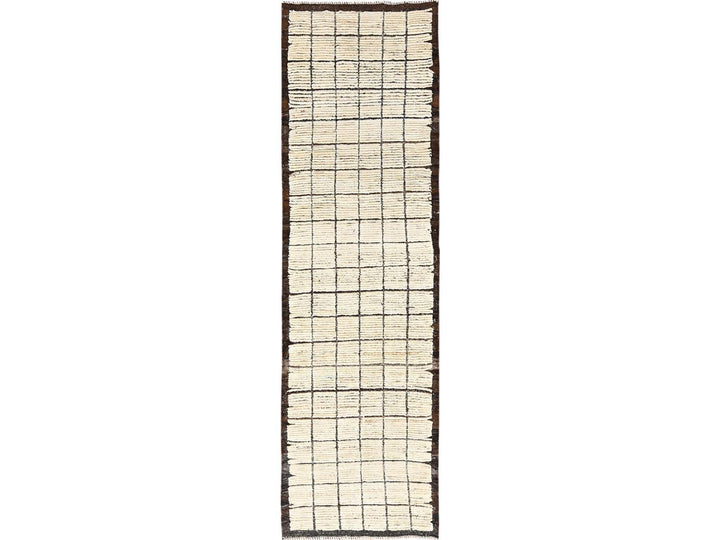 2'7" x 7'10" New Hand Knotted Ivory Wool Runner Oriental Rug - MOA1021772