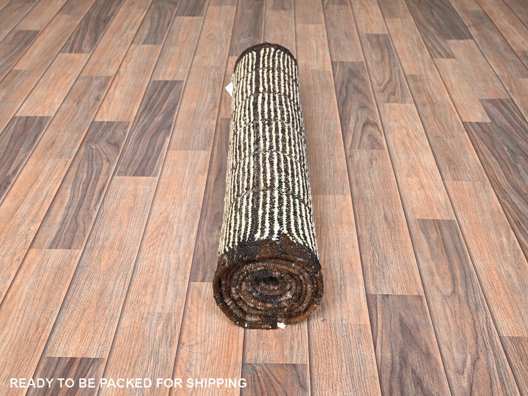 2'7" x 7'10" New Hand Knotted Ivory Wool Runner Oriental Rug - MOA1021772