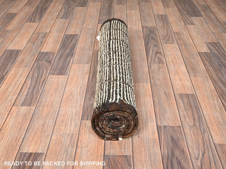 2'7" x 7'10" New Hand Knotted Ivory Wool Runner Oriental Rug - MOA1021772