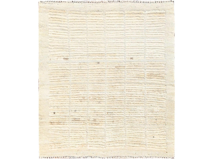 2'5" x 2'9" New Hand Knotted Ivory Wool Rectangle Oriental Rug - MOA1021780