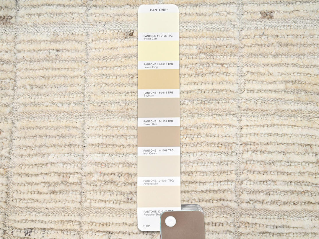 2'5" x 2'9" New Hand Knotted Ivory Wool Rectangle Oriental Rug - MOA1021780