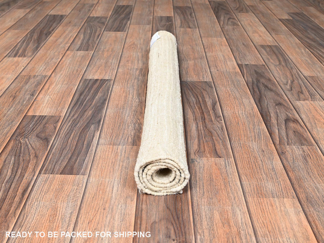 2'5" x 2'9" New Hand Knotted Ivory Wool Rectangle Oriental Rug - MOA1021780