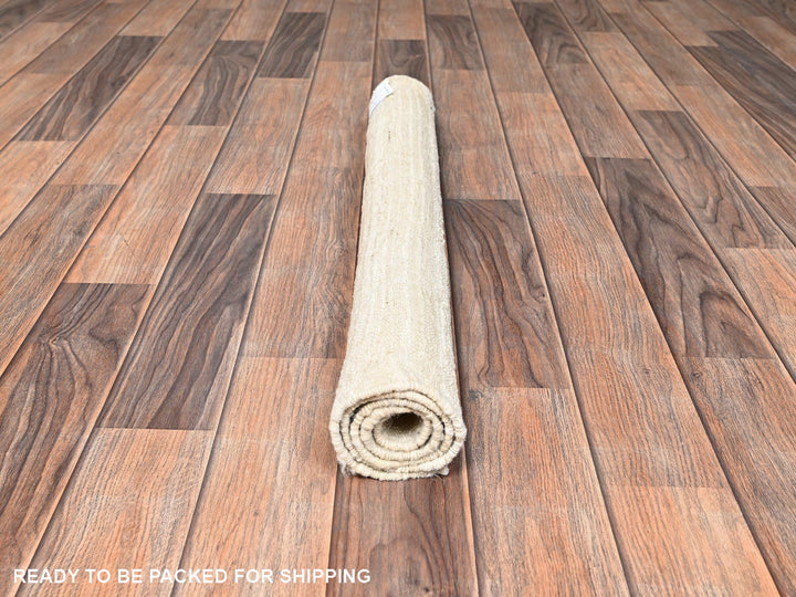 2'5" x 2'9" New Hand Knotted Ivory Wool Rectangle Oriental Rug - MOA1021780