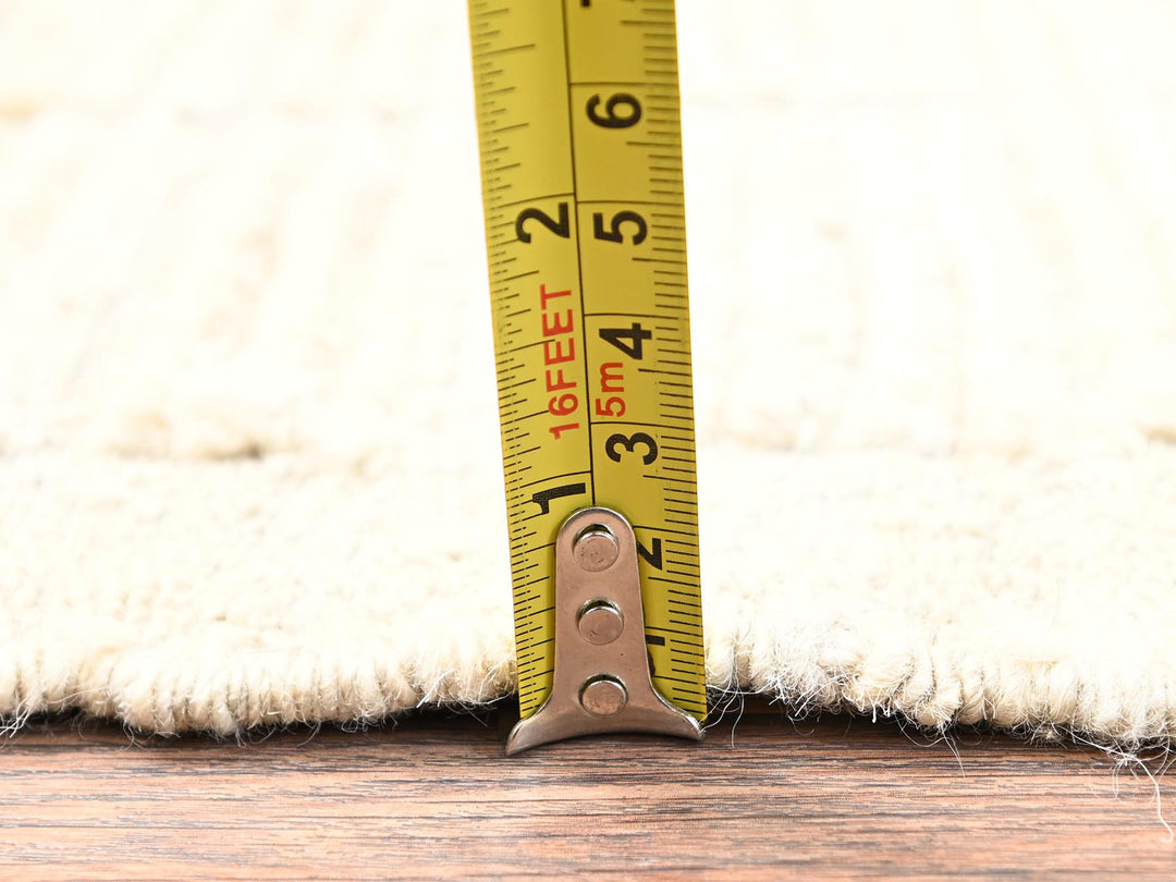 2'5" x 2'9" New Hand Knotted Ivory Wool Rectangle Oriental Rug - MOA1021780