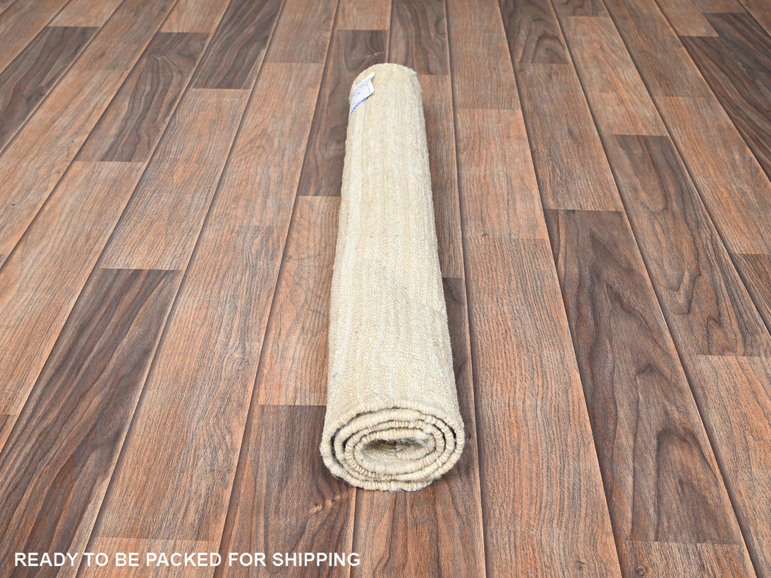 2'3" x 2'9" New Hand Knotted Ivory Wool Rectangle Oriental Rug - MOA1021781